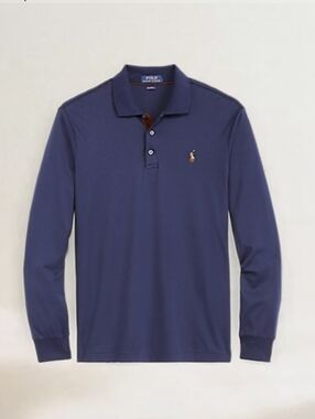 Polo by Ralph Lauren Long Sleeve Polo Shirt - Navy Blue Mens Size XL